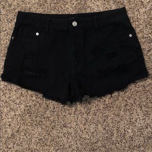 Forever 21 distressed black denim shorts